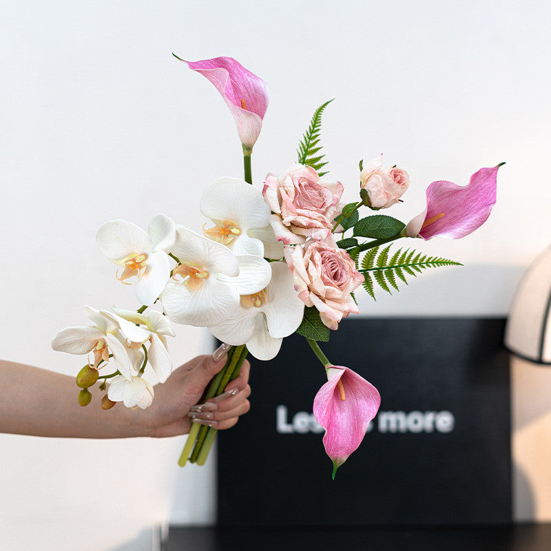 Bulk 20" Stylish Pre-Arranged Artificial Silk Phalaenopsis Orchid Bouquet Floral Arrangement Wholesale