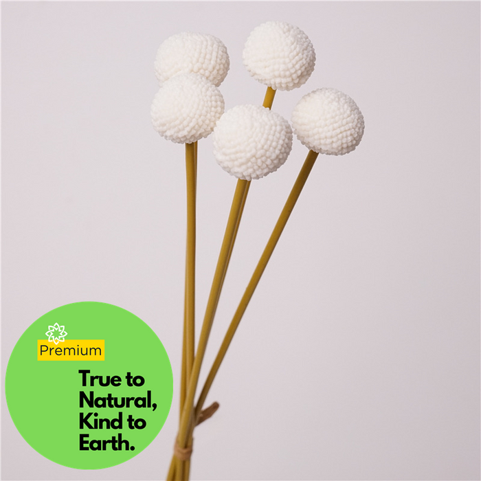 Premium Real Touch Pom Pom Mum Flowers Bouquet 5 Stems