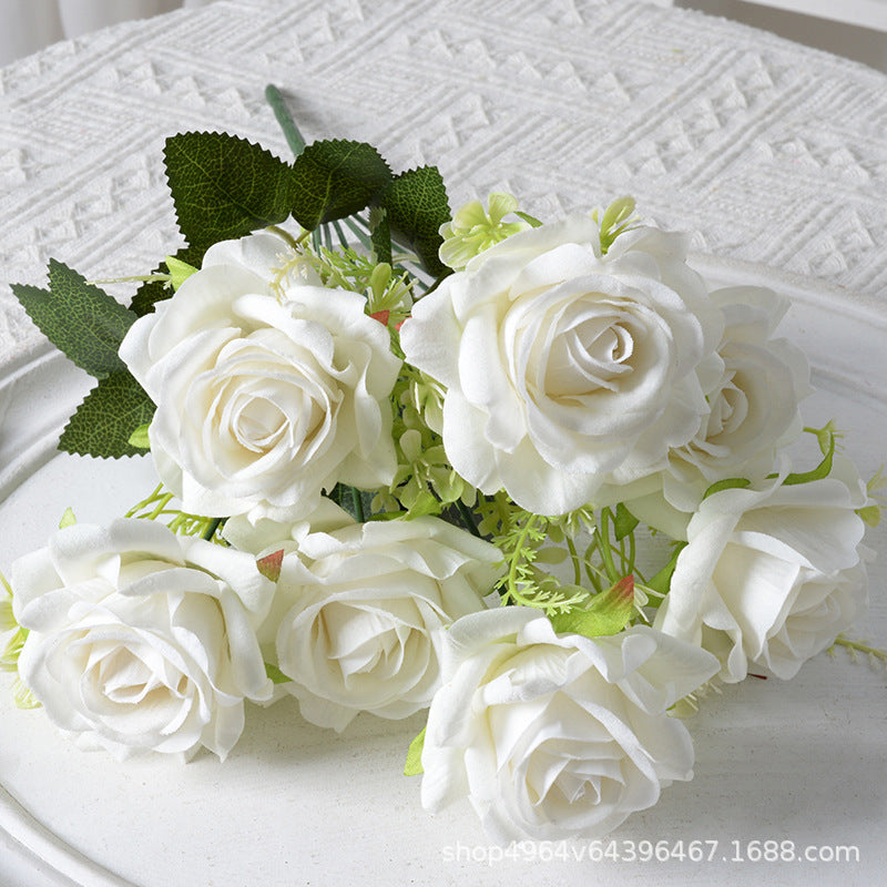 Bulk 13.5" Rose Bush Bouquet Faux Silk Rose Flowers Wholesale