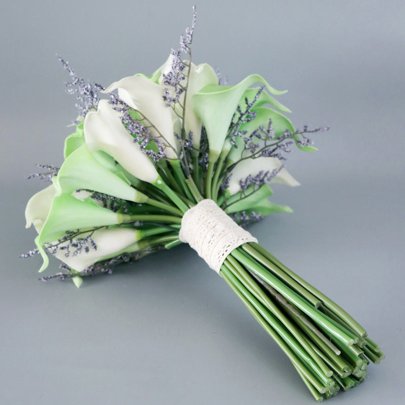 Ramos de novia de cala a granel Ramos de novia blancos y verdes al por mayor 