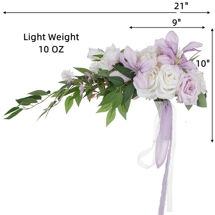 Bulk 9" White And Purple Cascading Bridal Rose Orchid Wedding Bouquets Wholesale