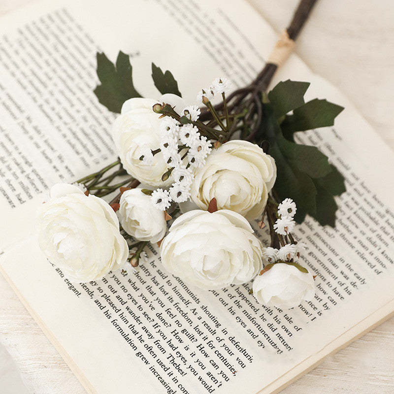 Bulk 12.5" Artificial Autumn Ranunculus Bouquet Realistic Fall Flowers for Fall Decor Thanksgiving Tabletop Wreath DIY Wholesale