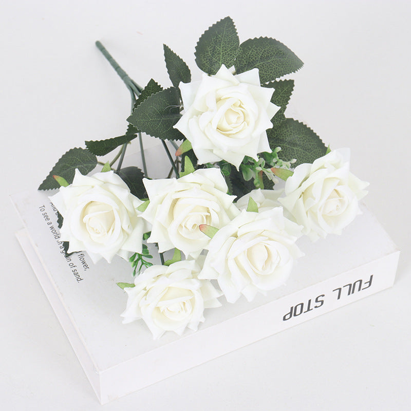 Bulk 11 Colors 14" Blooming Velvet Rose Bush Stems Velvet Artificial Flowers Wholesale