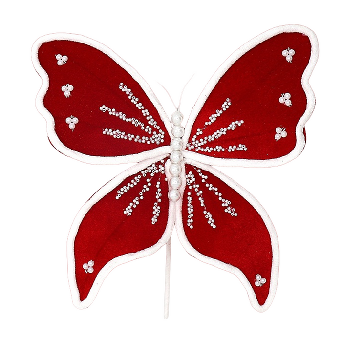 Bulk Glitter Christmas Butterfly Stem for Xmas New Year Christmas Tree Wreath Decoration Wholesale