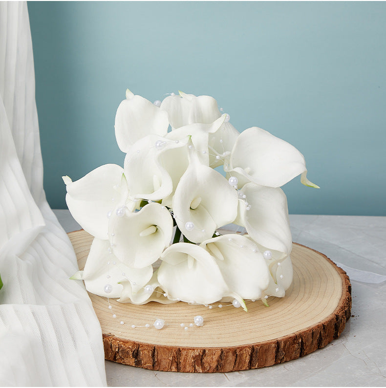 white calla lilies wholesale Bulk 8" White Calla Lily Bridal Bouquet Elegant Wedding Bouquet Wholesale