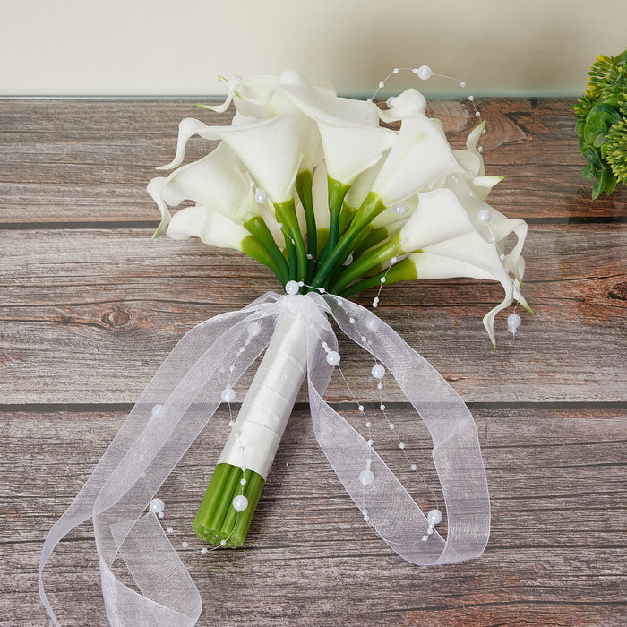 Bulk 8" White Calla Lily Bridal Bouquet Elegant Wedding Bouquet Wholesale