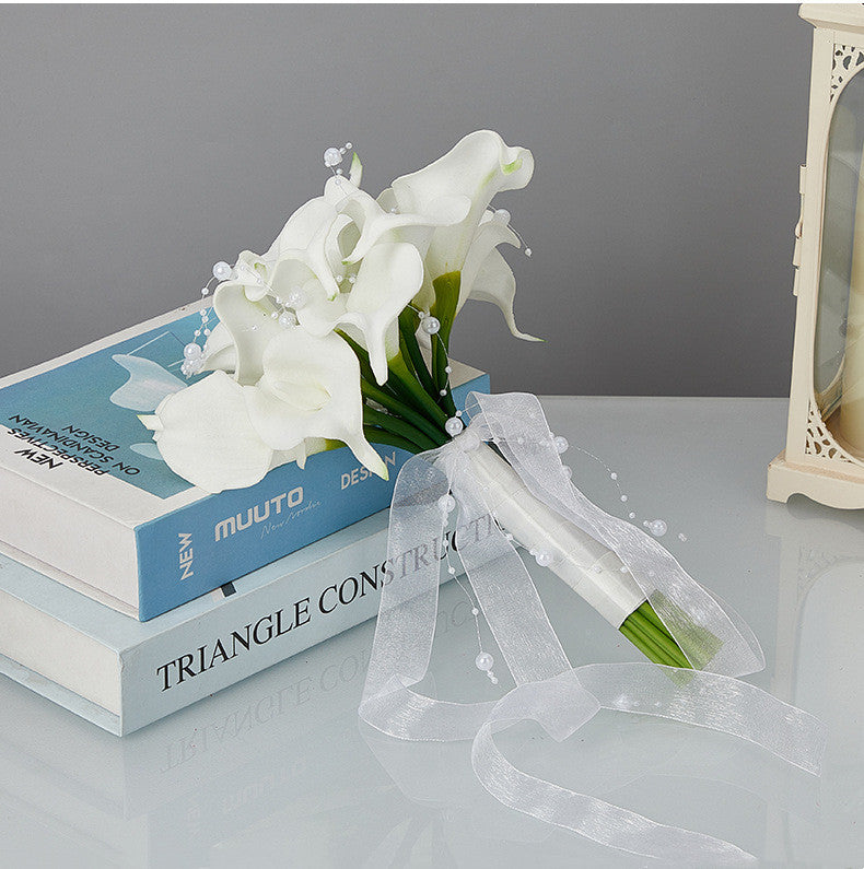Bouquet de mariée de lys calla blancs en vrac de 8 pouces Bouquet de mariage élégant en gros