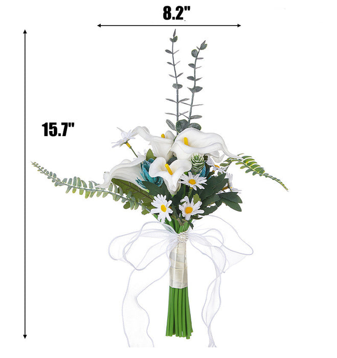 Bulk 8.2" White Calla Lily Wedding Bouquet Bridesmaid Bouquets Wholesale