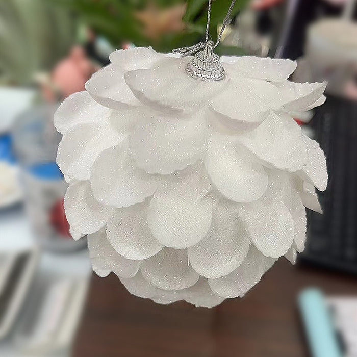 Bulk 9pcs Glitter Christmas Flowers Balls Ornaments Wholesale