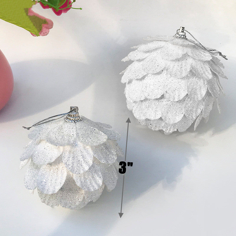 Lot de 9 boules de fleurs de Noël à paillettes en vrac