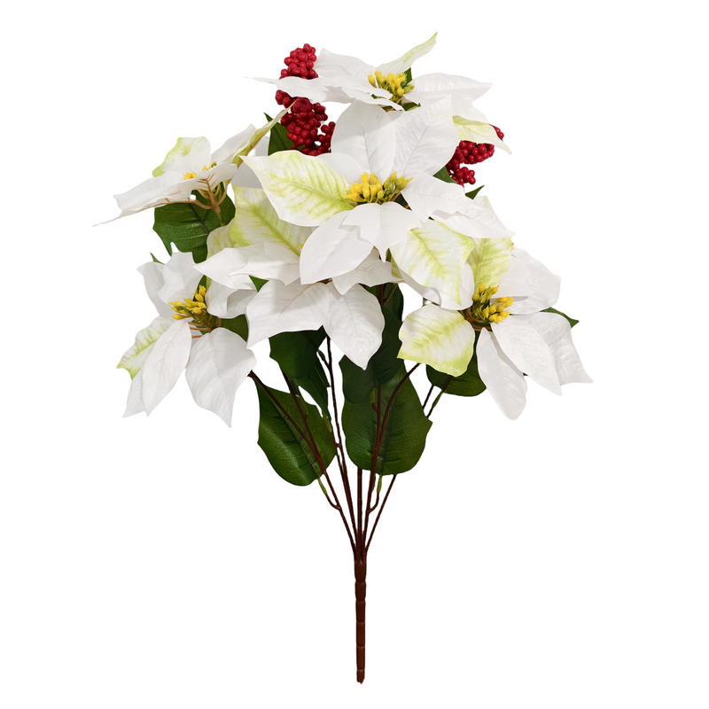 Bulk 26" Large Tall Artificial Glitter Retro Poinsettia Bouquet Christmas Decor Wholesale