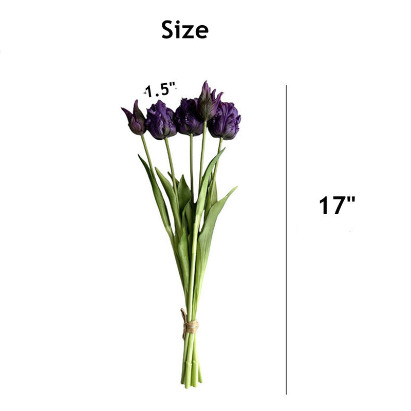 Bouquet de tiges de tulipes perroquet en vrac, 5 pièces, toucher réaliste, fleurs artificielles, vente en gros 