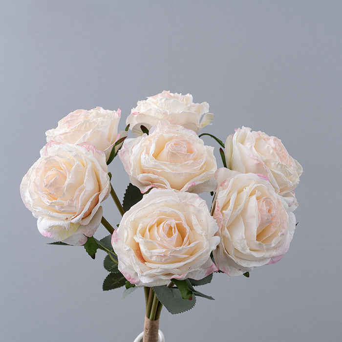 Bulk 16.9" Artificial Burnt-Edge Rose Bouquet - Fake Fall Roses for Autumn Decor, Home, Thanksgiving & Harvest Displays Wholesale