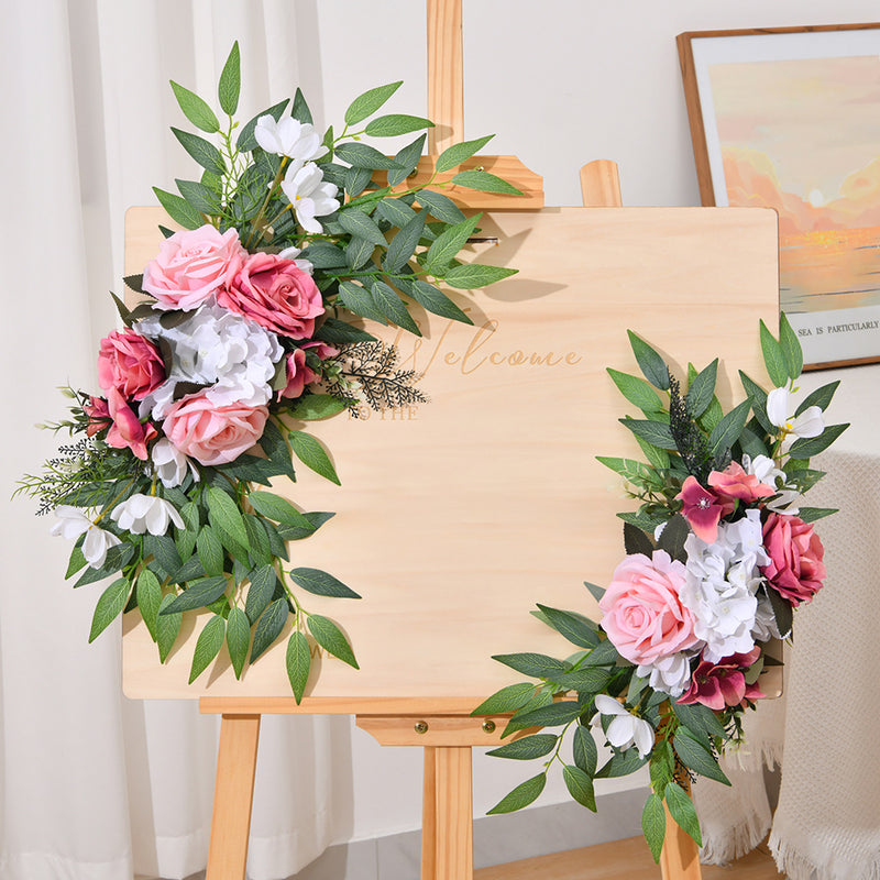 Bulk 2-Piece Set of Realistic Artificial Entryway and Welcoming Flowers Rose Hydrangea Wholesale