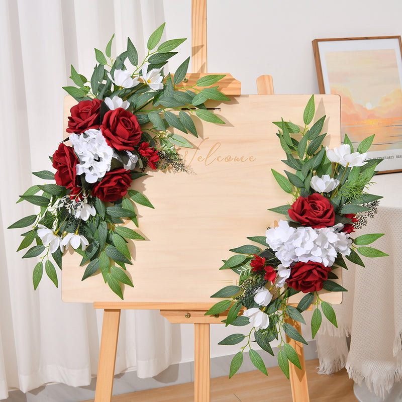 Bulk 2-Piece Set of Realistic Artificial Entryway and Welcoming Flowers Rose Hydrangea Wholesale