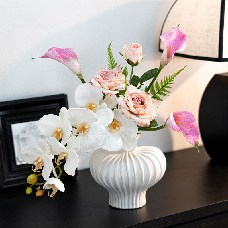 Bulk 20" Stylish Pre-Arranged Artificial Silk Phalaenopsis Orchid Bouquet Floral Arrangement Wholesale