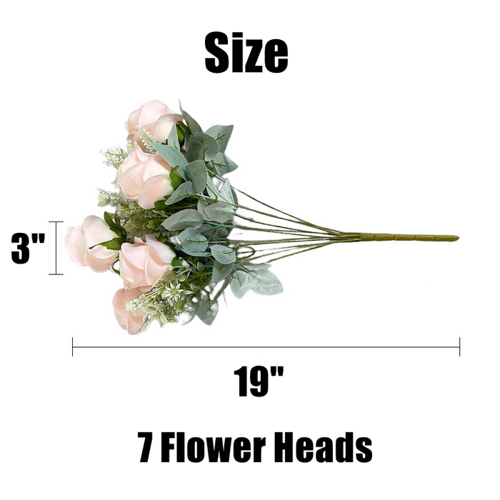 Bulk 10pcs 19 inches Tall Rose Bush Bouquet 7 Heads Artificial Rose Silk Flowers Wholesale