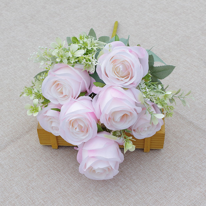 Bulk 10pcs 19 inches Tall Rose Bush Bouquet 7 Heads Artificial Rose Silk Flowers Wholesale