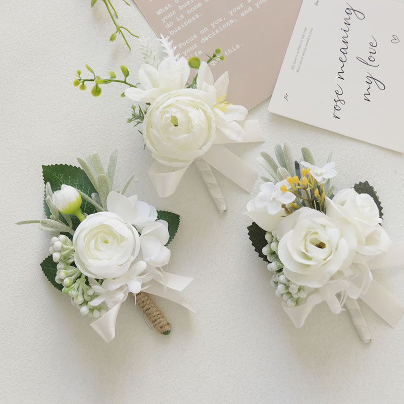Bulk White Corsage and Boutonniere Rustic Vintage Weddings Proms Wholesale
