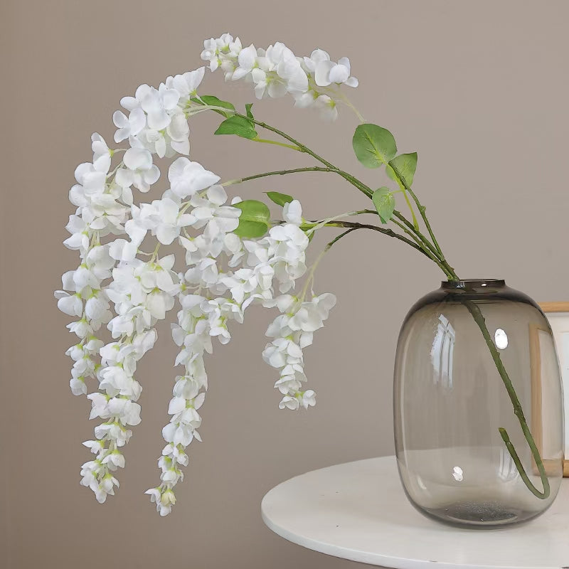 Tiges de glycine extra longues exclusives en vrac Fleurs artificielles suspendues violettes pour grands vases en gros 