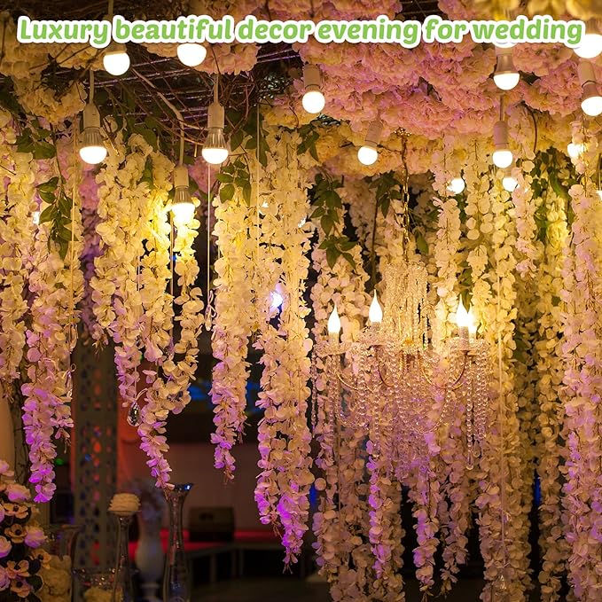 Bulk 12pcs Wisteria Hanging Flowers Garland Hanging Flowers for Wedding Garden Wall Decoration Wholesale