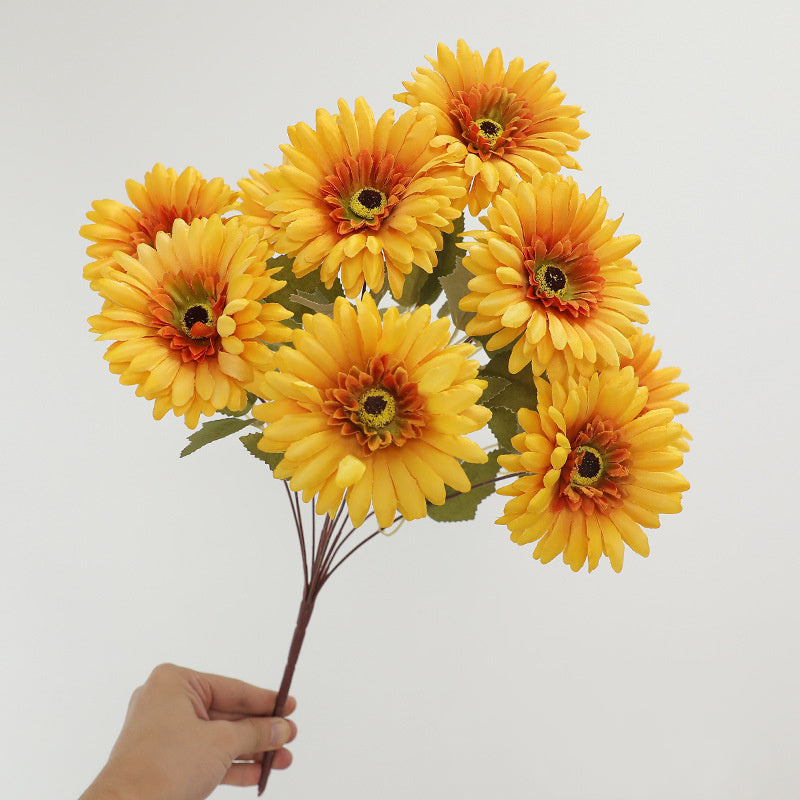 Bulk 19" Artificial Gerbera Daisy Bush - 9 Stems for Autumn & Winter Decor Wholesale