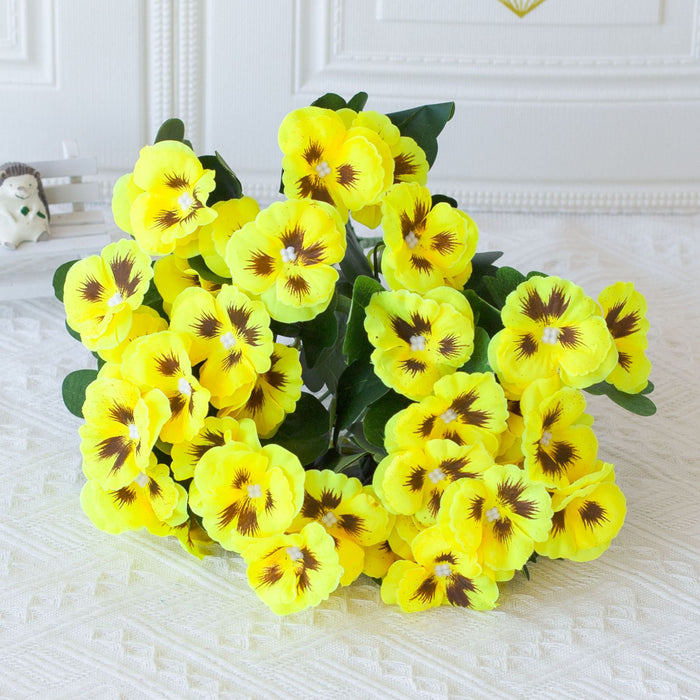 Bulk 2pcs Pansy Bush Artificial Flowers UV Resistant for Outdoors Wholesale