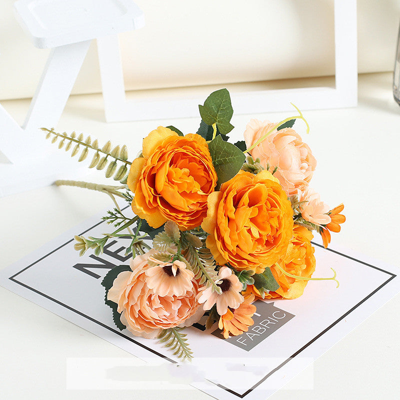 Bulk 11.8" Artificial Peony Bush Bouquet Mixed with Daisy for Table Small Arrangement Home Decor Wedding DIY Wholesale