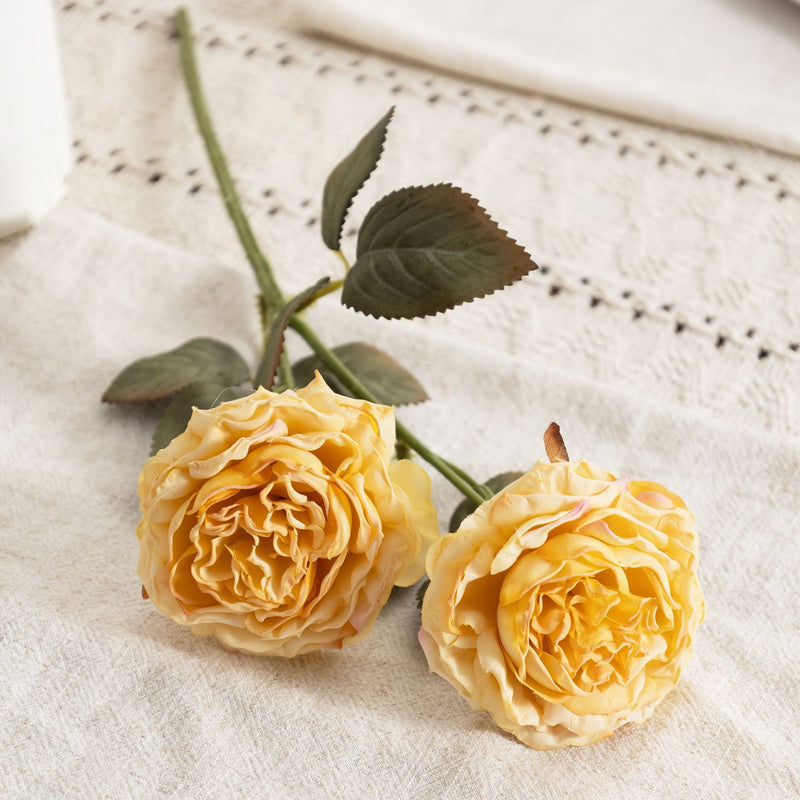 Bulk Realistic Silk Austin Roses Burnt Edge Artificial Flowers for Wedding Arch, Home Decoration, Table Arrangements, DIY Floral Projects Wholesale