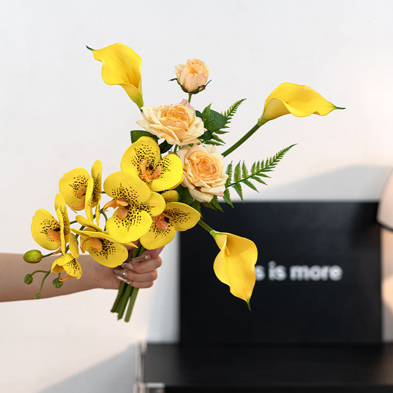 Bulk 20" Stylish Pre-Arranged Artificial Silk Phalaenopsis Orchid Bouquet Floral Arrangement Wholesale