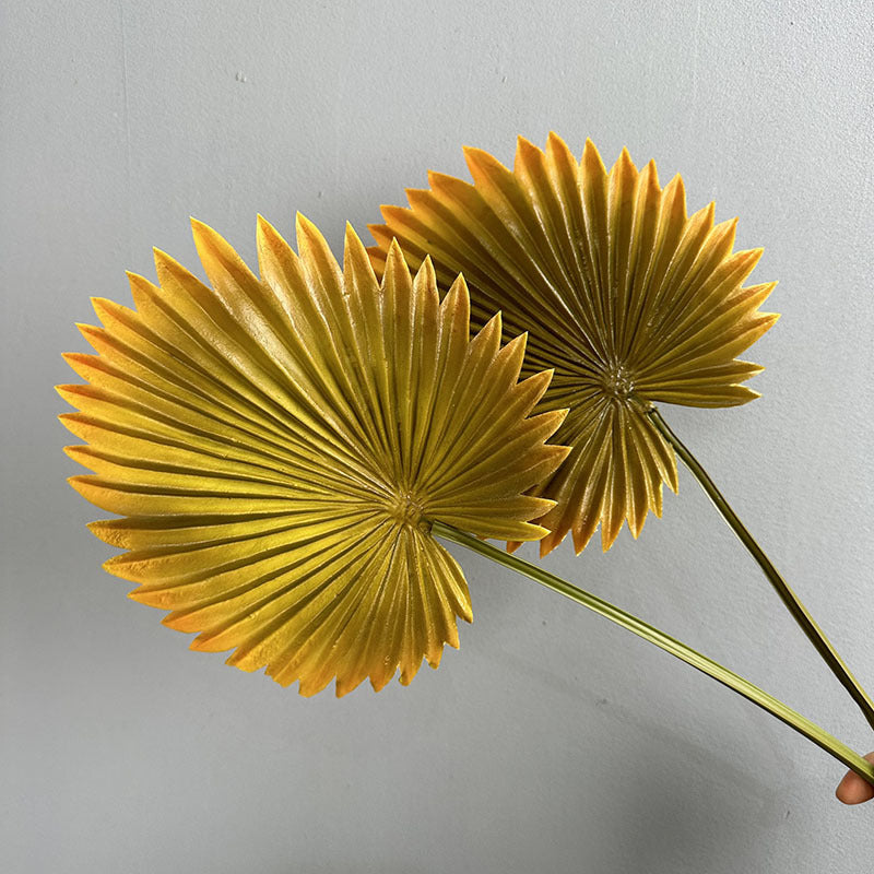 Bulk 18" Fan Palm Leaves with Stems Tropical Artificial Plant for Wedding Wholesale