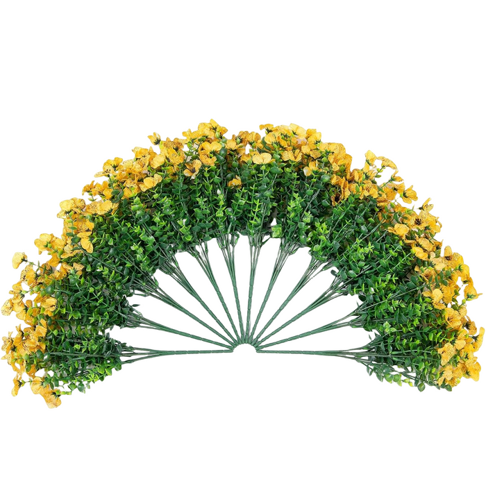 Bulk 20 Bundles Artificial Flowers for Outdoor Fake Plants Spring Fall Decorations for Home Wholesale