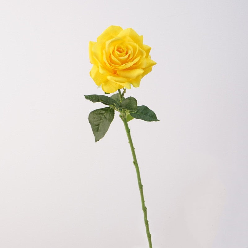 Premium 25.6" Real Touch Yellow Rose Stems- Lifelike Silk Floral Arrangements for Weddings & Home Decor