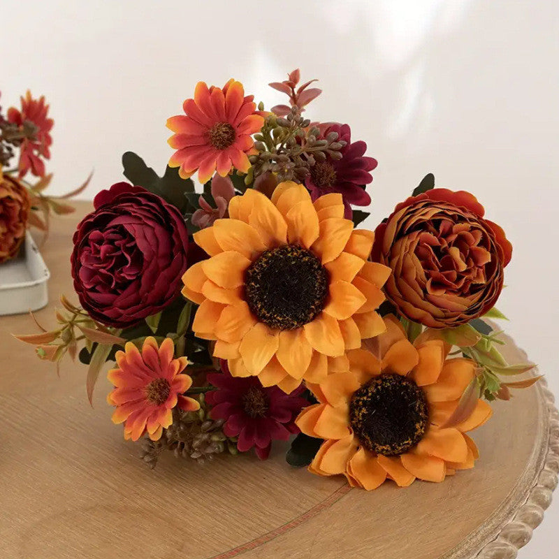 Bulk 12" Artificial Mums Silk Chrysanthemum Rose Sunflowers Daisy Bush Bouquet Wholesale