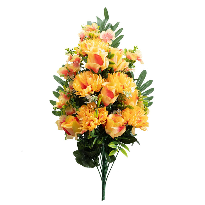 Bulk 25.5 Inches Tall Large Bush Mum flowers for Cemetery with Rose Buds Wholesale