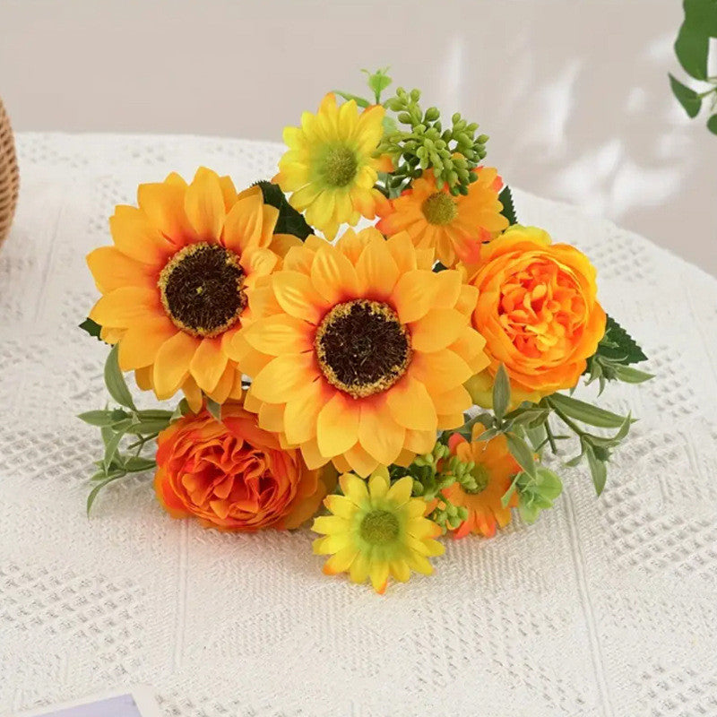 Bulk 12" Artificial Mums Silk Chrysanthemum Rose Sunflowers Daisy Bush Bouquet Wholesale