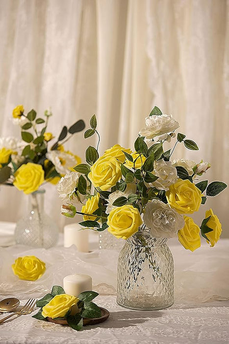 Bulk 25pcs Real Looking Rose with Stems for DIY Wedding Bouquets Bridal Shower Centerpieces Arrangements Party Tables Decorations Wholesale