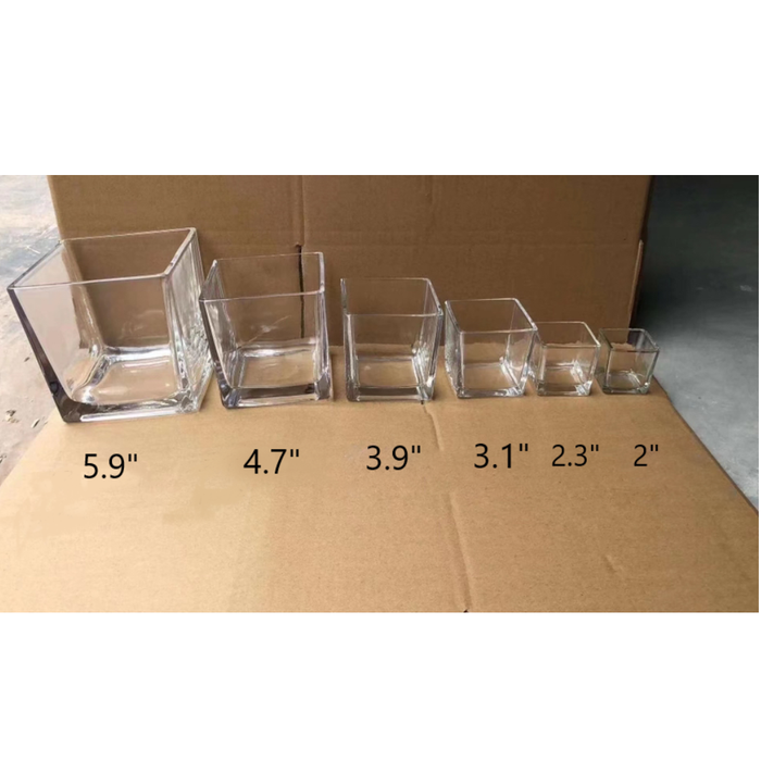 Floreros de vidrio cuadrados transparentes a granel Cubo de vidrio transparente al por mayor 