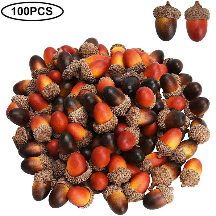 Bulk Pack of 100 Pcs Mixed Artificial Acorns with Natural Cap Wholesale
