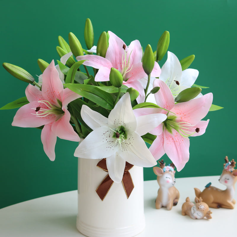 Bulk 14" Oriental Lilies Stems Real Touch Flowers Table Centerpieces Arrangements Wholesale