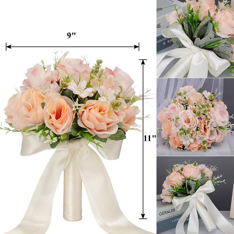 Bouquet de mariée en vrac de 9 pouces Bouquets de mariage blancs et champagne en gros 