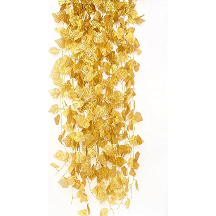 12 piezas de hojas de uva doradas artificiales, vid, guirnalda colgante falsa, plantas, hiedra 