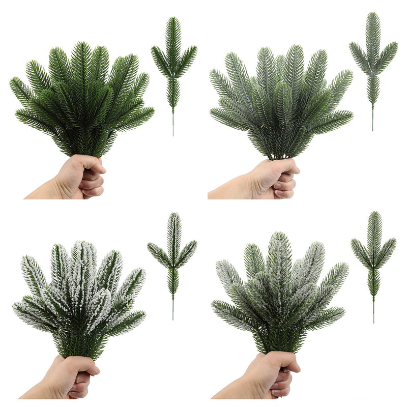 Lot de 12 pics de sapin de Noël en vrac, aiguilles de pin enneigées, branches et brindilles, vente en gros