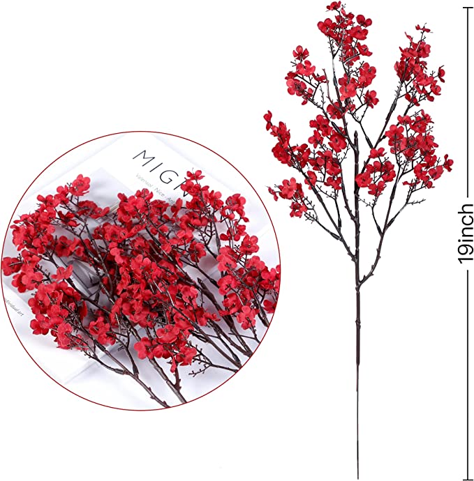 Bulk 15Pcs Red Babys Breath Artificial Flowers Real Touch Faux Gypsophila Bouquet Silk Flowers Wholesale