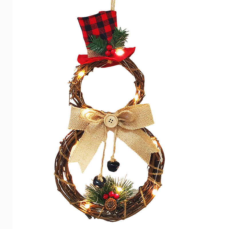 Bulk 16" Glow Christmas Wreath with Hat and Bow Snowman Shape Fall Wreaths for Front Door Wholesale