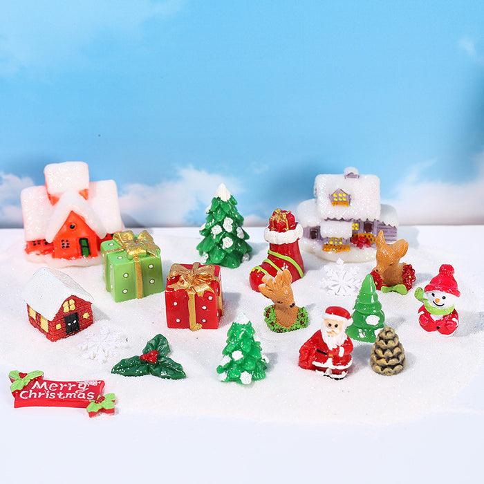 A granel, 17 Uds., Mini adornos de casa de muñecas de resina en miniatura de Navidad, venta al por mayor 