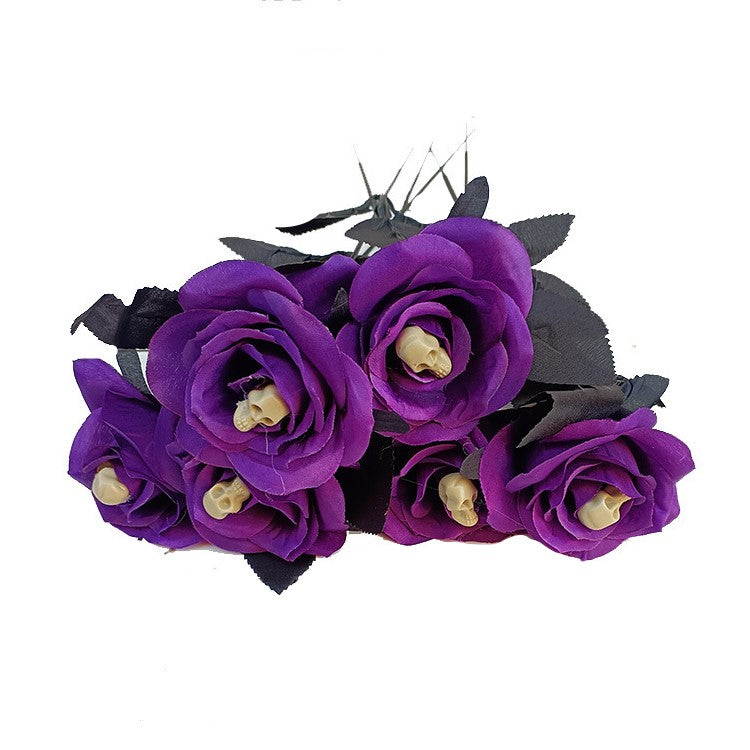 Tiges de roses artificielles squelettes d'Halloween en vrac de 16 pouces en gros
