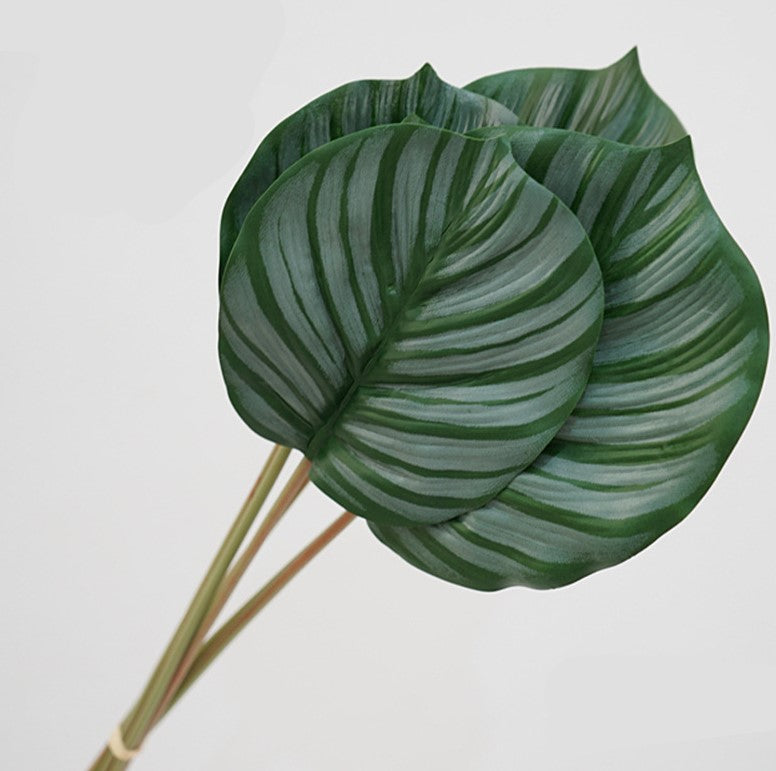 Wholesale Artificial Calathea Orbifolia Turtle Leaf Tropical Arrowroot 6 Stems 22 Inch