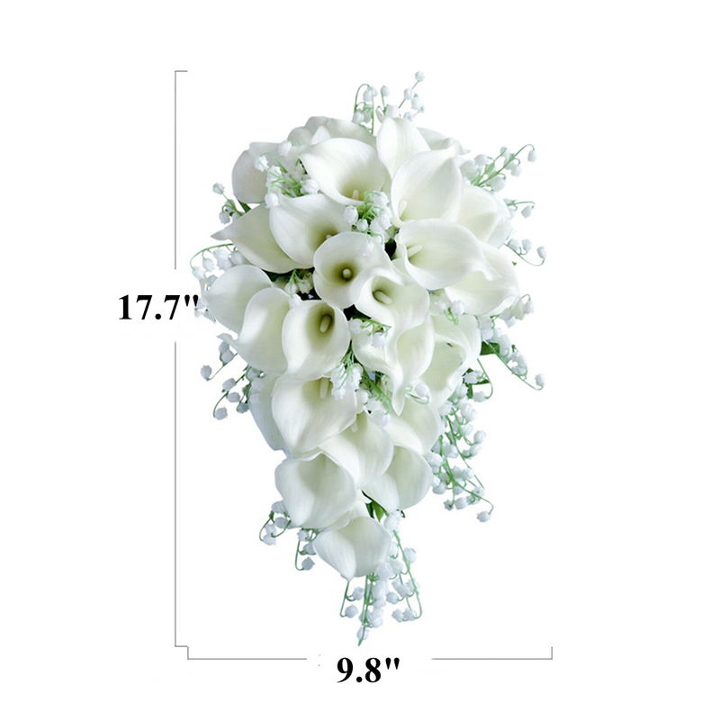 Bouquets de mariage en cascade de lys calla de 9 pouces en vrac avec muguet en gros