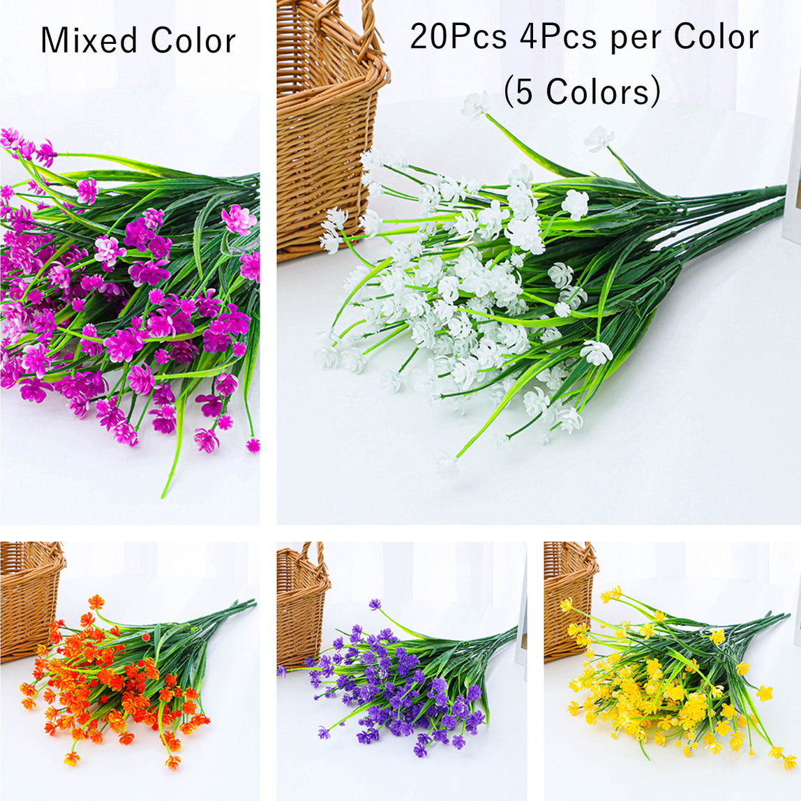 Bulk 8 Bundles Anti-UV Artificial Flowers for Outdoors Plastic UV Resi ...